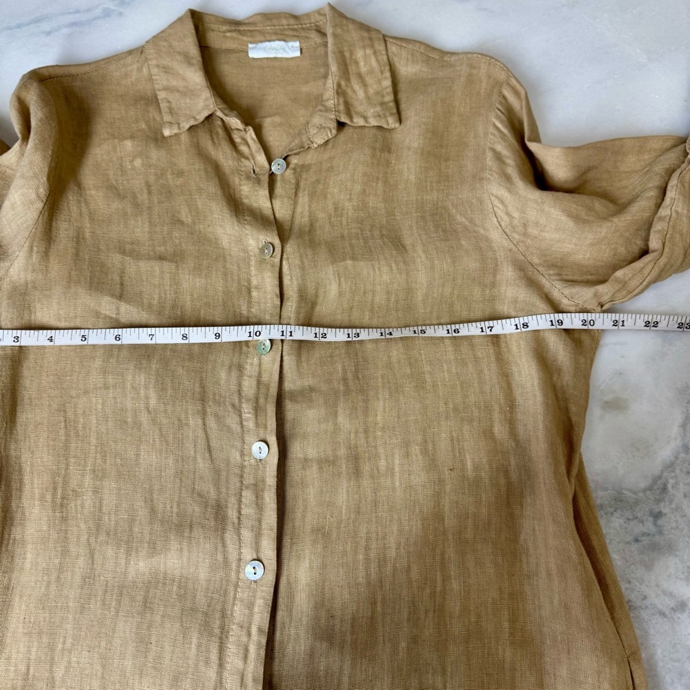 Scandal 100% Linen button down midi dress with split seams M/L Made in Italy - Picture 9 of 12